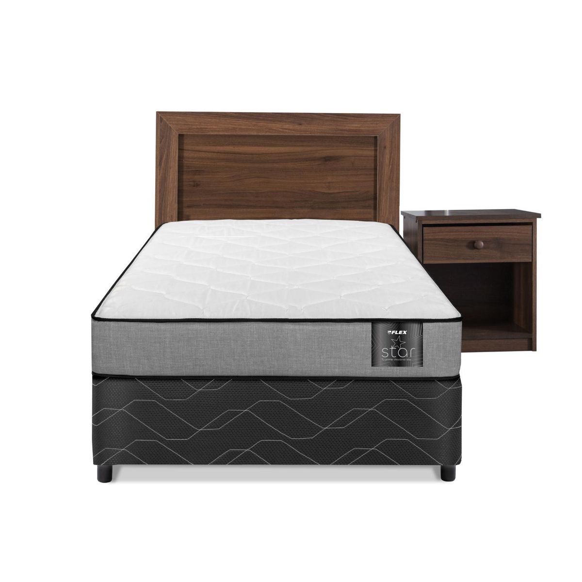 FLEX - Cama 1 plaza Americana Star Gris
