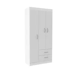 STANFORD - Clóset 3 Puerta(s) 2 Cajone(s) 3 Repisa(s) 81x175x39.2 cm Blanco