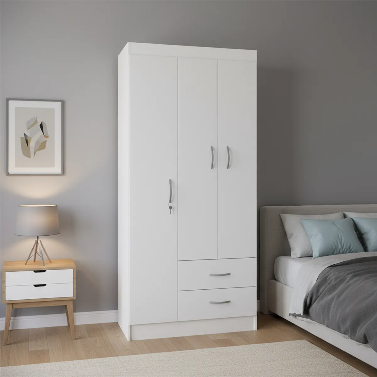 STANFORD - Clóset 3 Puerta(s) 2 Cajón(es) 3 Repisa(s) 81x175x39.2 cm Blanco