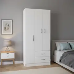 STANFORD - Clóset 3 Puerta(s) 2 Cajón(es) 3 Repisa(s) 81x175x39.2 cm Blanco