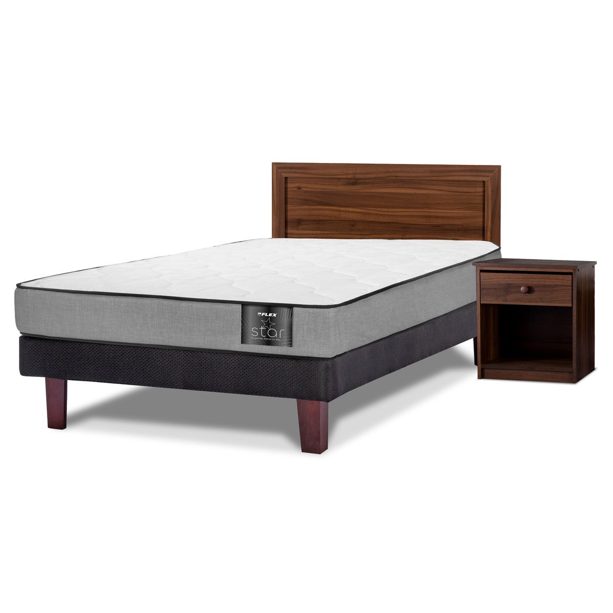 FLEX - Cama 1.5 plazas Europea Star Gris
