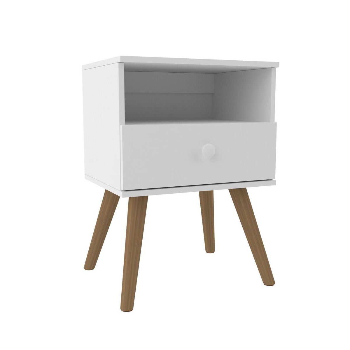 STANFORD - Velador 1 Cajón(es) 1 Cajones 34x54x30 cm Blanco