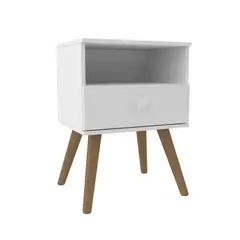 STANFORD - Velador 1 Cajón 1 Cajones 34x54x30 cm Blanco