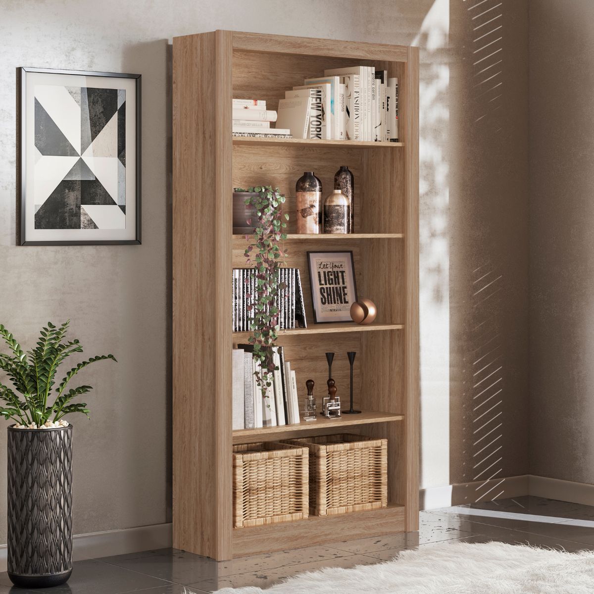 ONESSTA - Librero Office MDP 5 Nivel(es) 96x182x32 cm Café