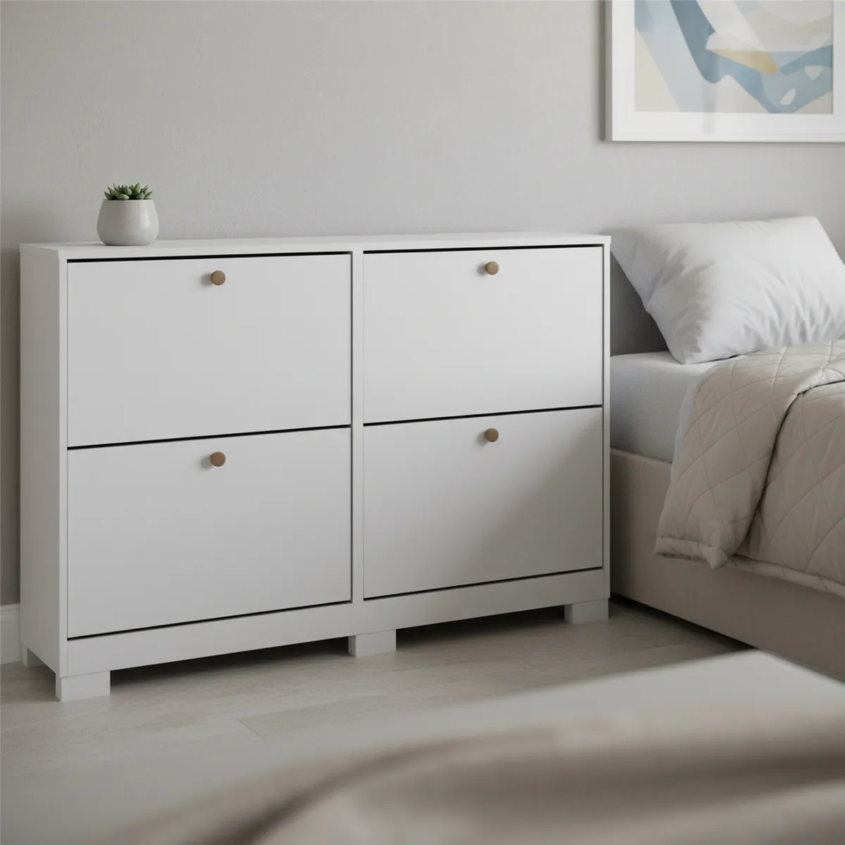 ONESSTA - Zapatera MDP 2 Nivel(es) 135x92x30 cm Blanco