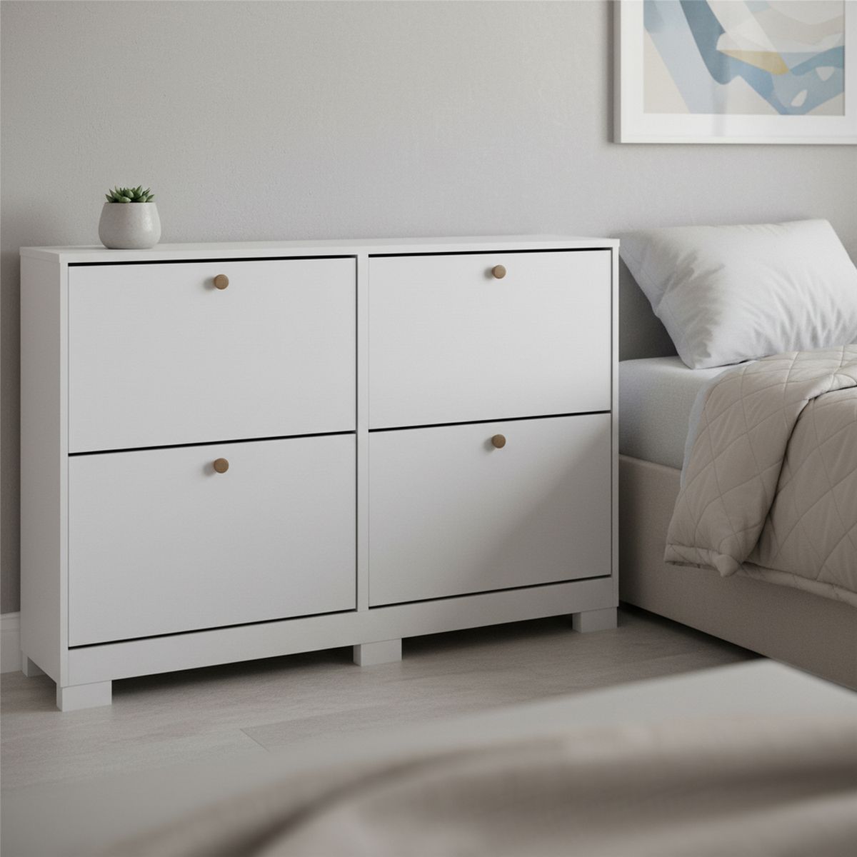 ONESSTA - Zapatera MDP 2 Nivel(es) 135x92x30 cm Blanco