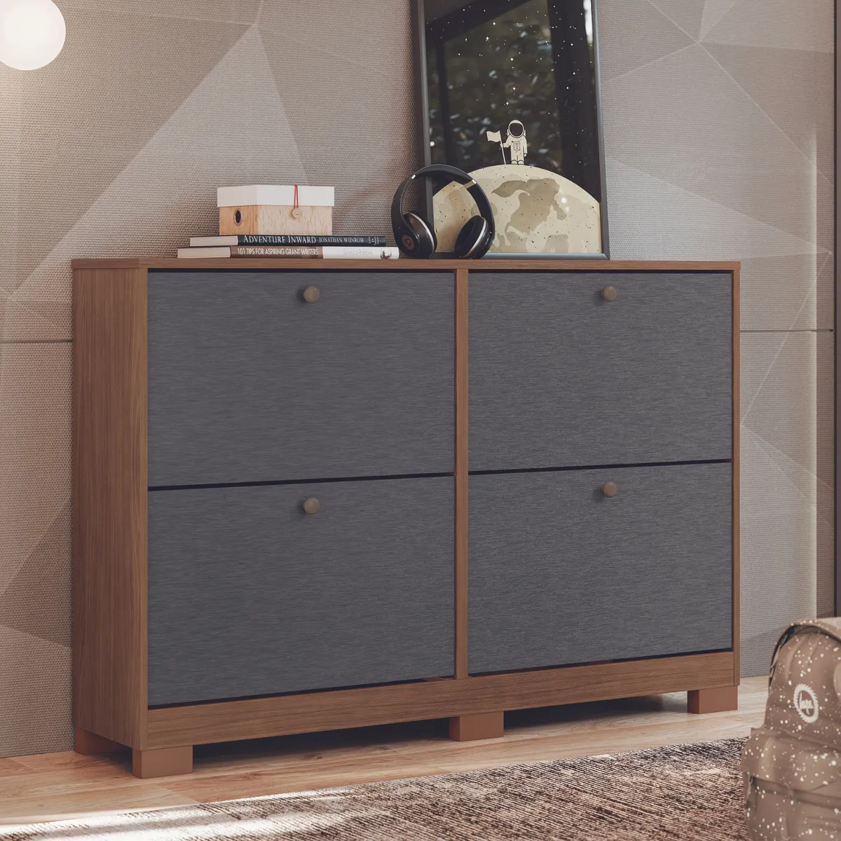 ONESSTA - Zapatera MDP 2 Nivel(es) 135x92x30 cm Grafito