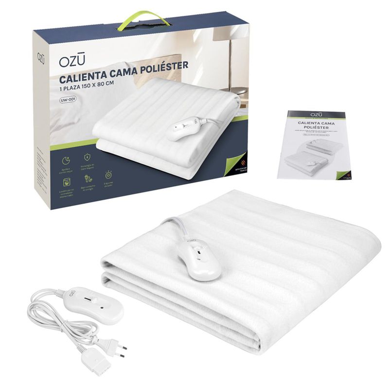 OZU - Calientacamas Eléctrica Poliéster 1 plaza 60 W Blanco