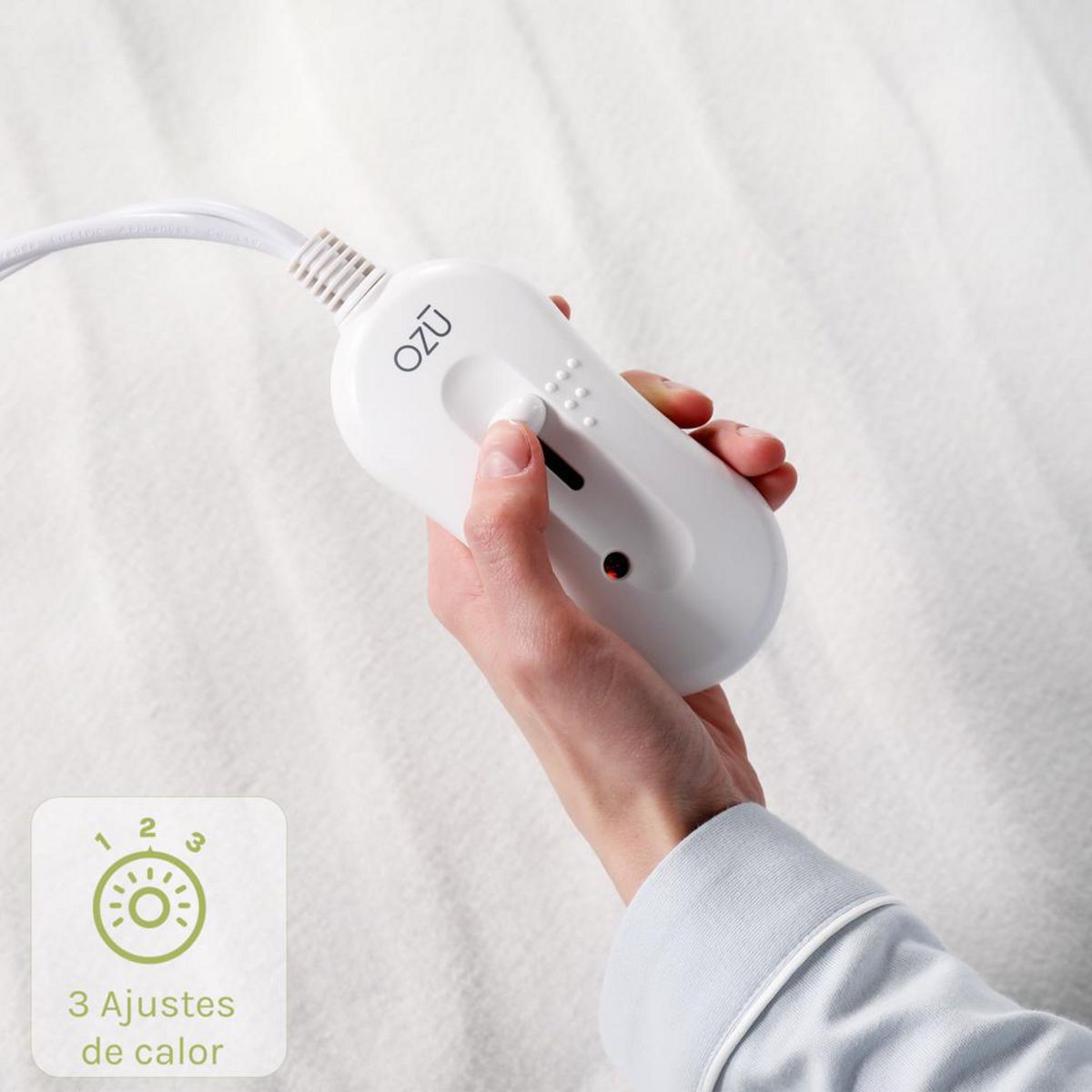 OZU - Calientacamas Eléctrica Poliéster 1.5 plazas 85 W Blanco