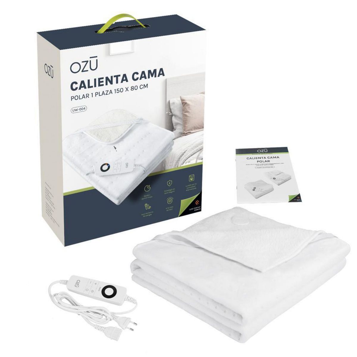Calientacamas Eléctrica Polar 1 plaza 60 W Blanco, marca OZU - Foto 2