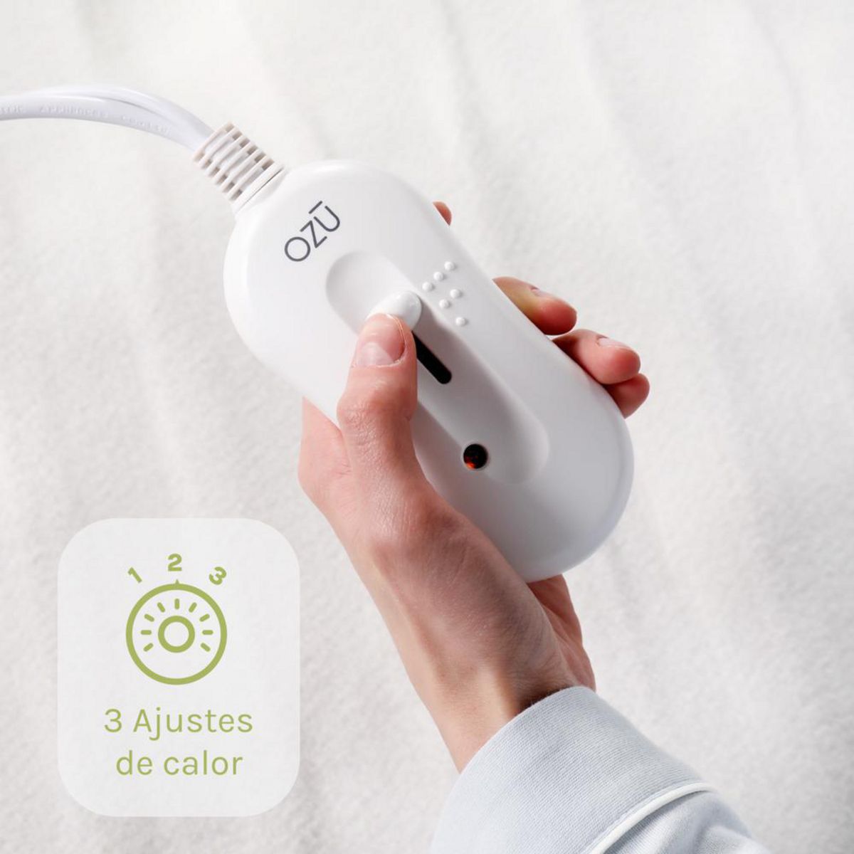 OZU - Calientacamas Eléctrica Poliéster 2 plazas 100 W Blanco