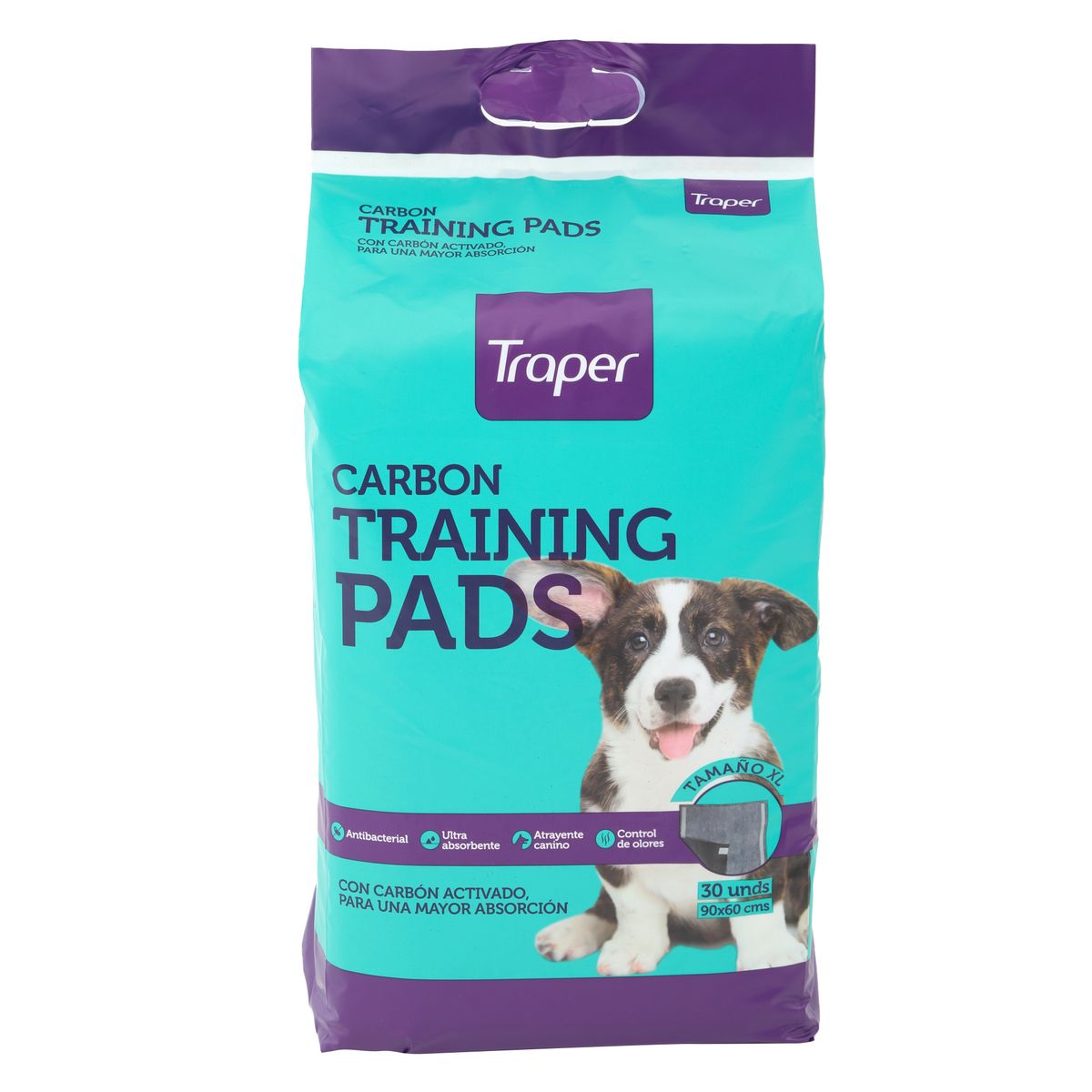 TRAPER - 30 sabanillas de entrenamiento para perros con carbón 60x90 cm
