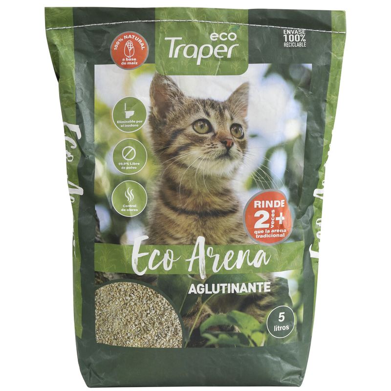 TRAPER - Arena Sanitaria para Gatos Ecológica de Maíz 5 L