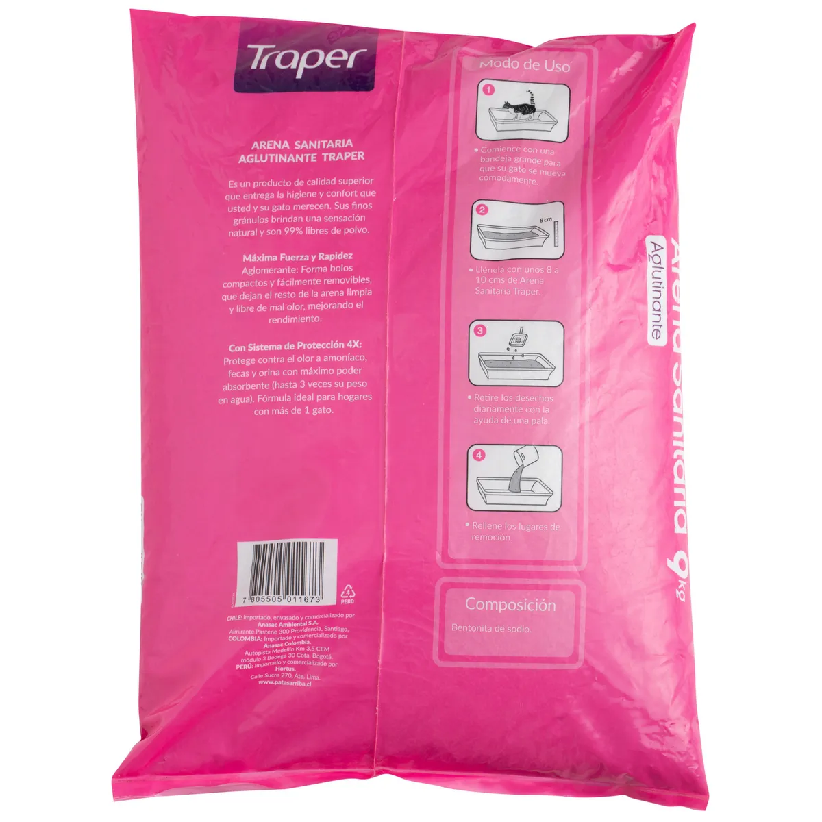 TRAPER - Arena Sanitaria para Gatos Aroma Talco Bebé 9 Kg
