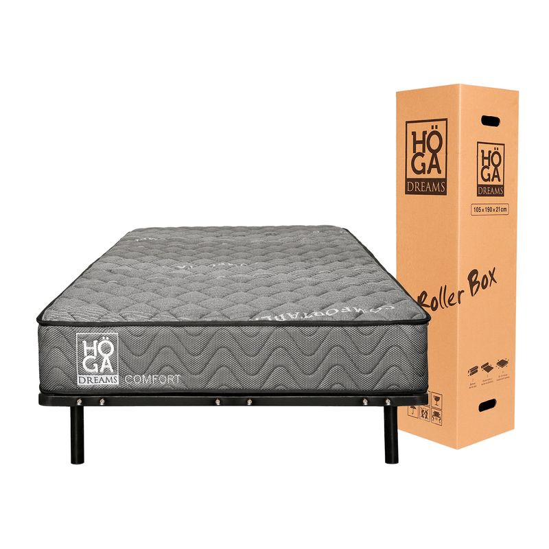 HOGADREAMS - Cama 1.5 Plazas Europea Bekvan Gris