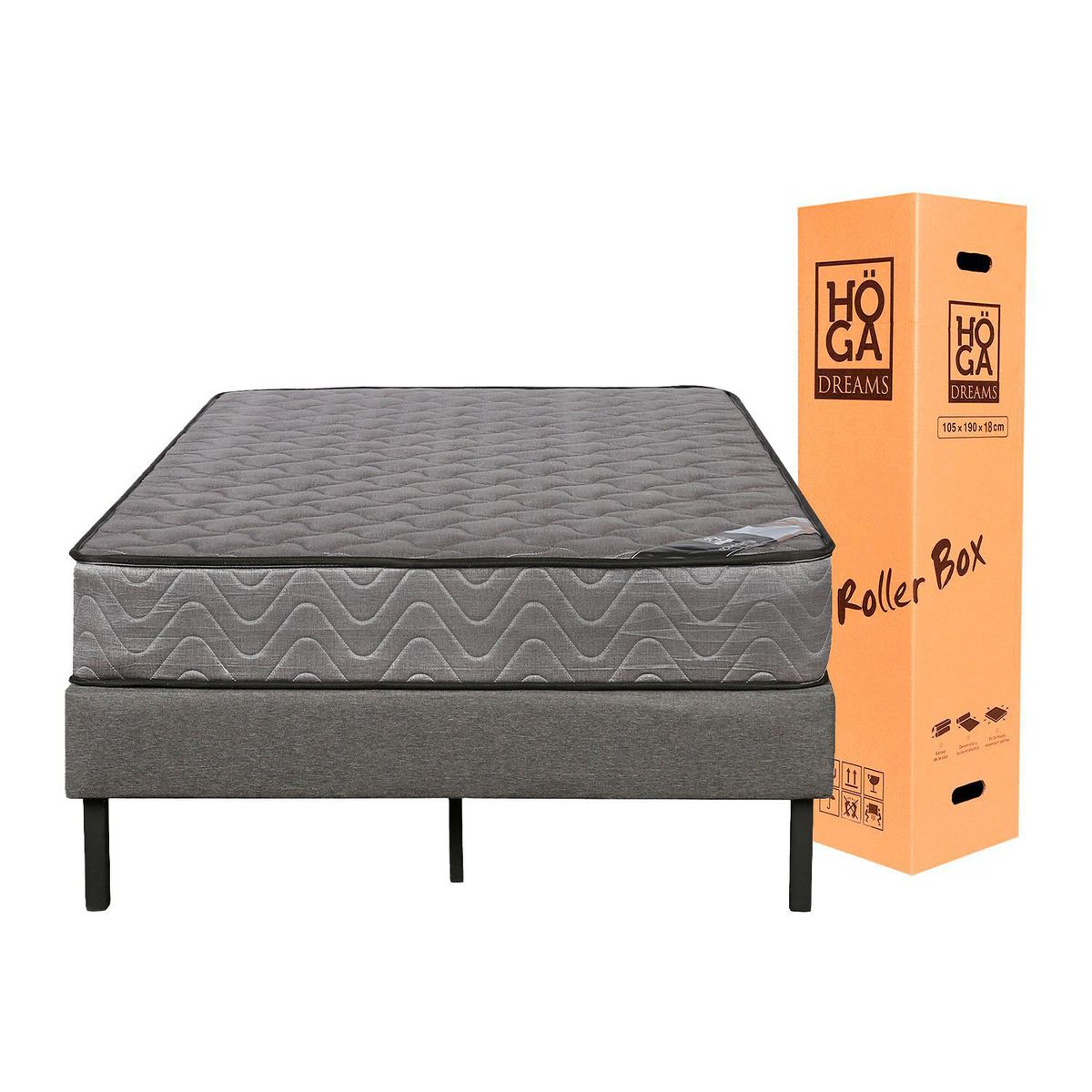 HOGADREAMS - Cama 1.5 plazas Europea Koppla Gris