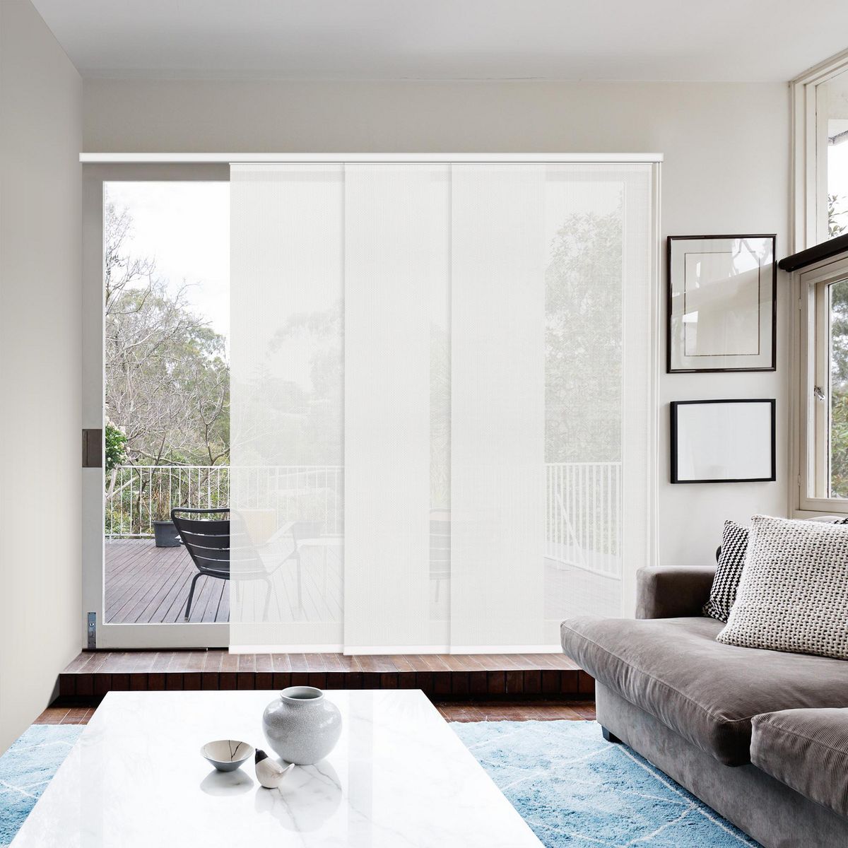 VIEWTEX - Kit de 3 paneles japoneses riel blanco