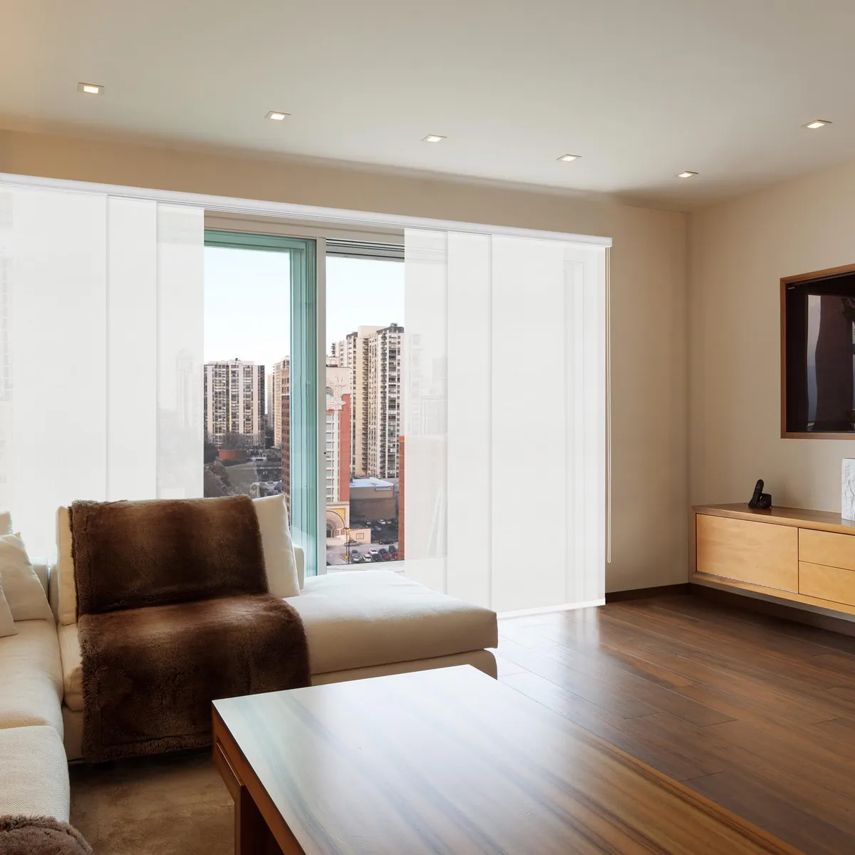 VIEWTEX - Kit de 3 paneles japoneses riel blanco