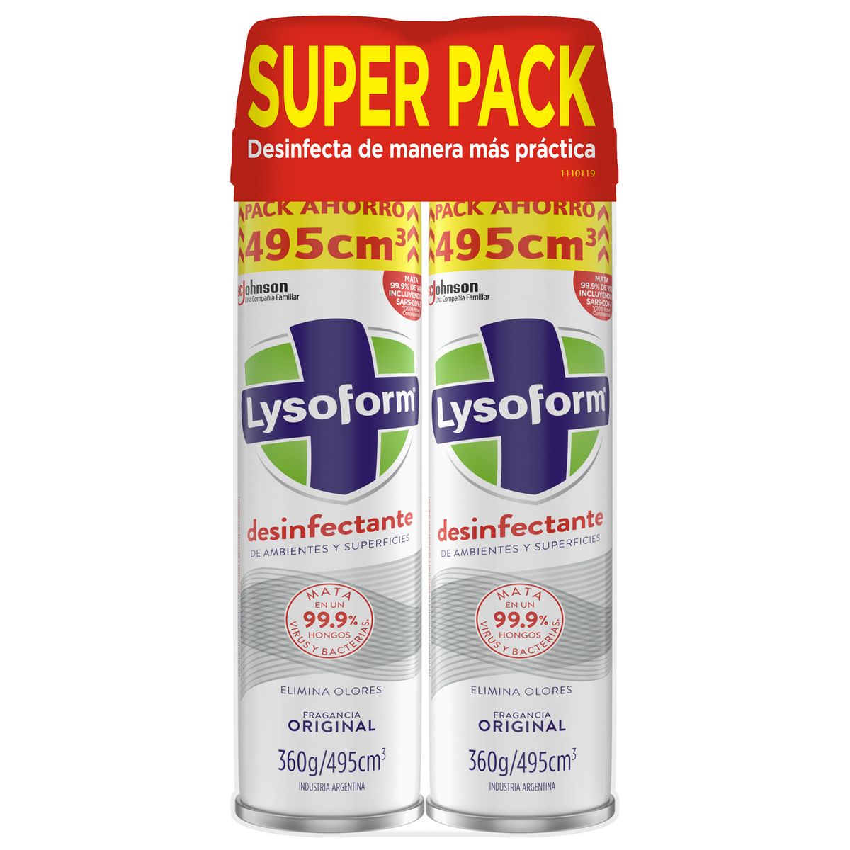 LYSOFORM - Desinfectante aerosol Lysoform 495 ml 2 unidades