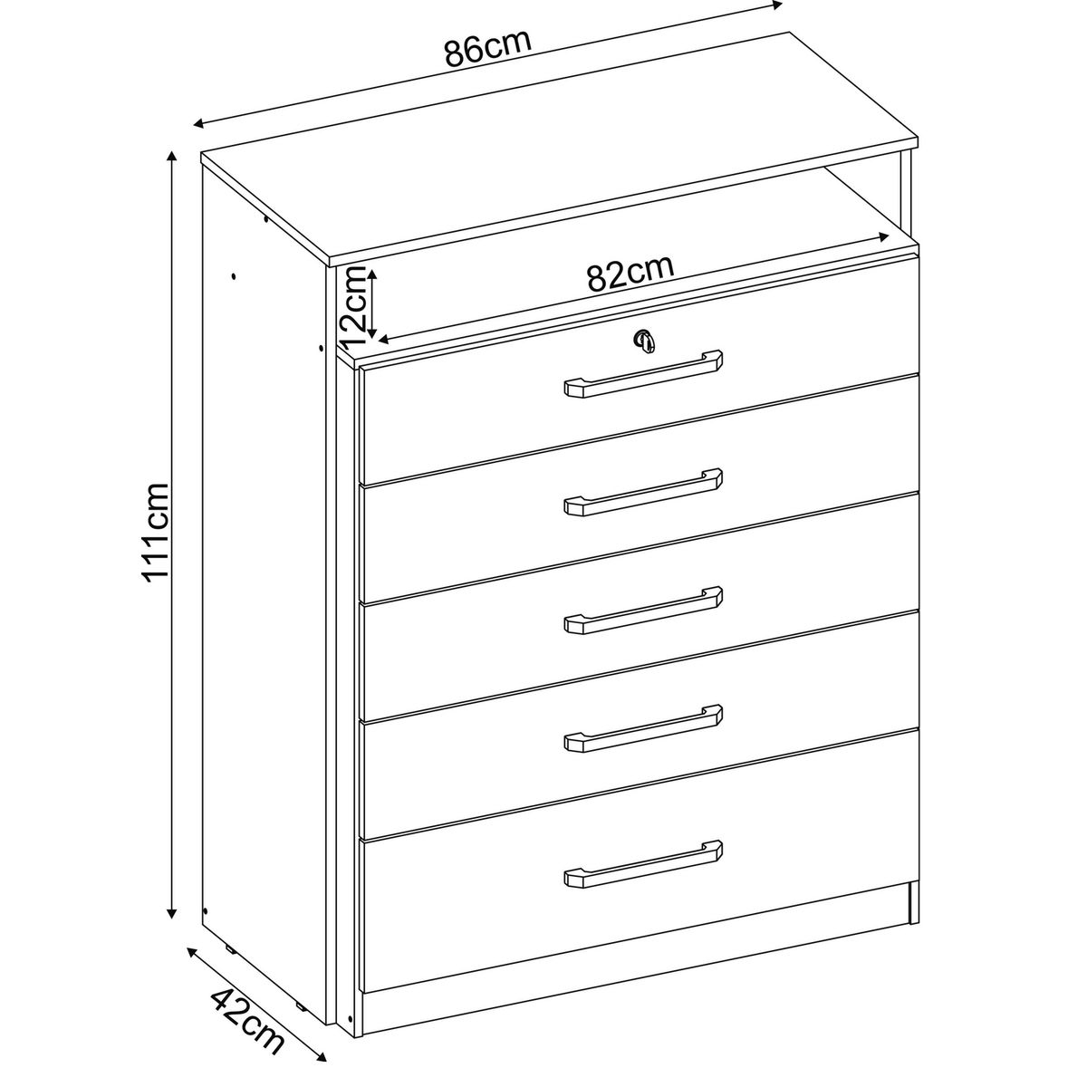DI PORETTI - Cómoda 5 Cajón(es) Triunfo 86x111x42 cm Café