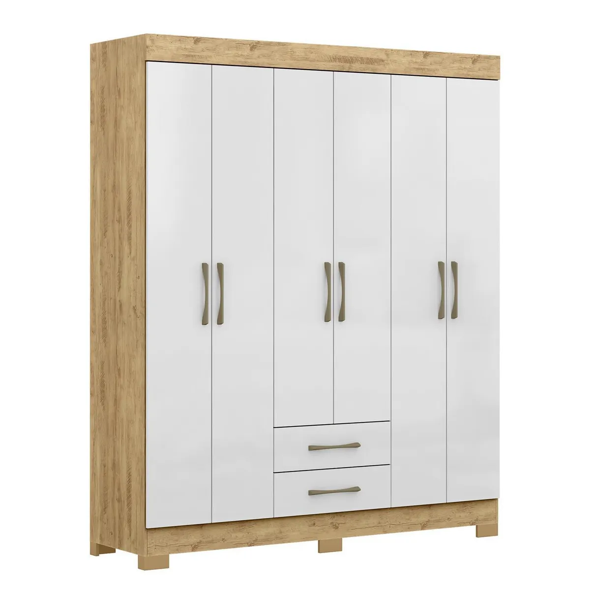 DI PORETTI - Clóset Escocia 6 Puerta(s) 2 Cajón(es) 4 Repisa(s) 157.2x187x45 cm Blanco/Café