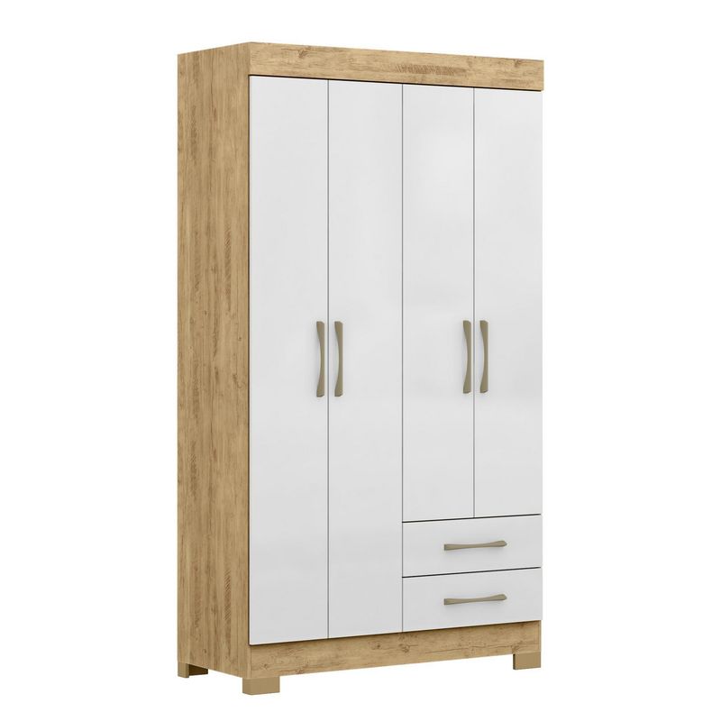 DI PORETTI - Clóset Escocia 4 Puerta(s) 4 Repisa(s) 105.2x182x45 cm Blanco/Café