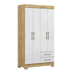 DI PORETTI - Clóset Escocia 4 Puerta(s) 4 Repisa(s) 105.2x182x45 cm Blanco/Café