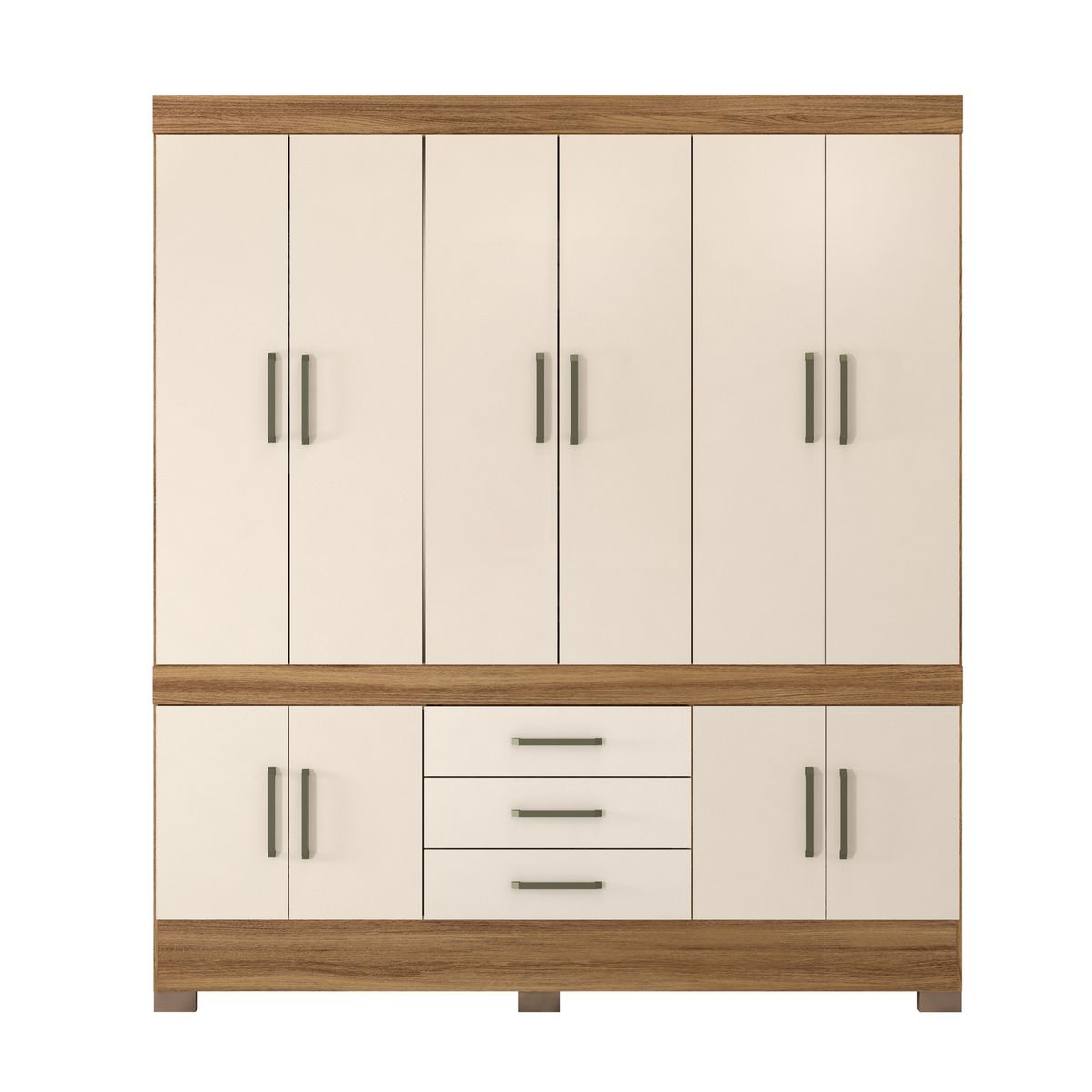 DI PORETTI - Clóset New Murano 10 Puerta(s) 3 Cajón(es) 3 Repisa(s) 192x217x47 cm Blanco/Café