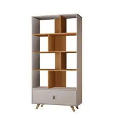 DI PORETTI - Librero Giga MDF 8 Nivel(es) 91x179x39 cm Blanco/Café
