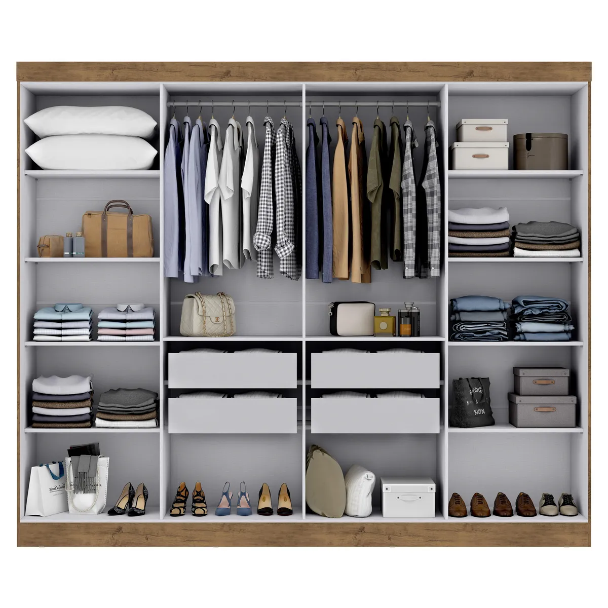 DI PORETTI - Clóset Paris 8 Puerta(s) 4 Cajón(es) 10 Repisa(s) 237x200x47 cm Beige/Café