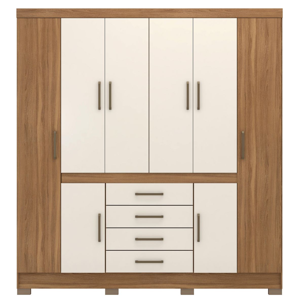 DI PORETTI - Clóset New Realce 8 Puerta(s) 4 Cajón(es) 6 Repisa(s) 201x217x47 cm Blanco/Café