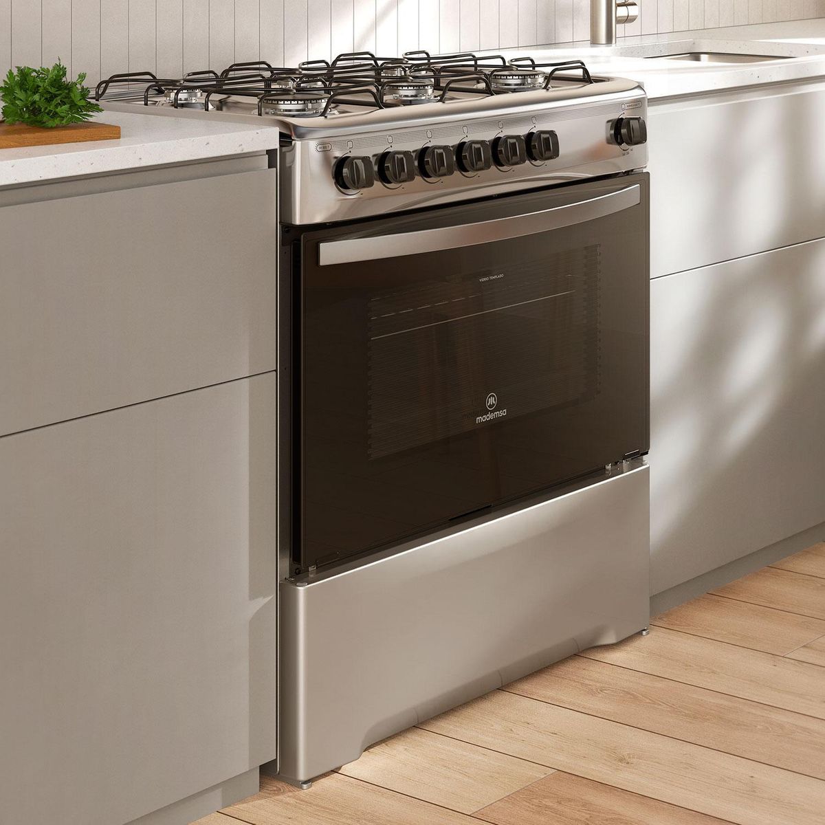 MADEMSA - Cocina a Gas 6 Platos Silver y negro M 810 T