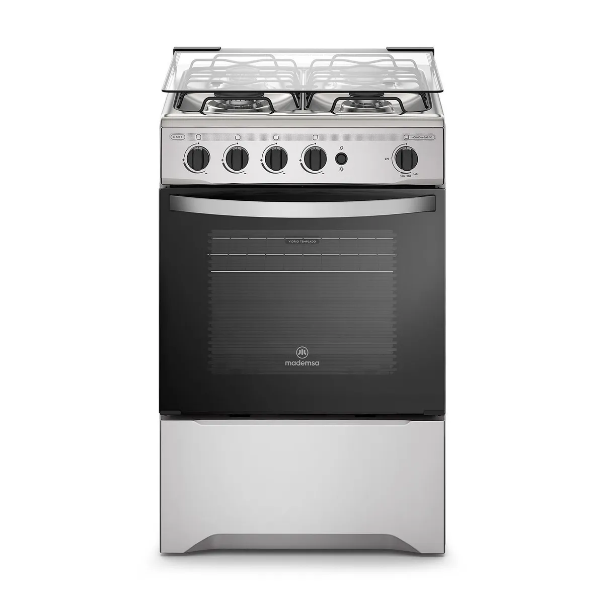 MADEMSA - Cocina a Gas 4 Platos Silver y negro M 520 T