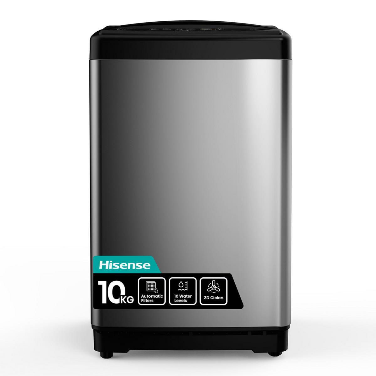 HISENSE - Lavadora Carga Superior 10 Titanium Grey WT1J1020UT