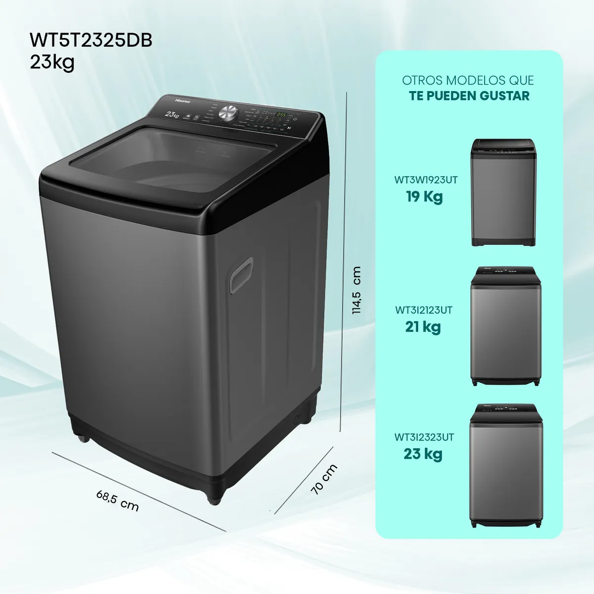 HISENSE - Lavadora Carga Superior 23 kg Negro WT5T2325DB