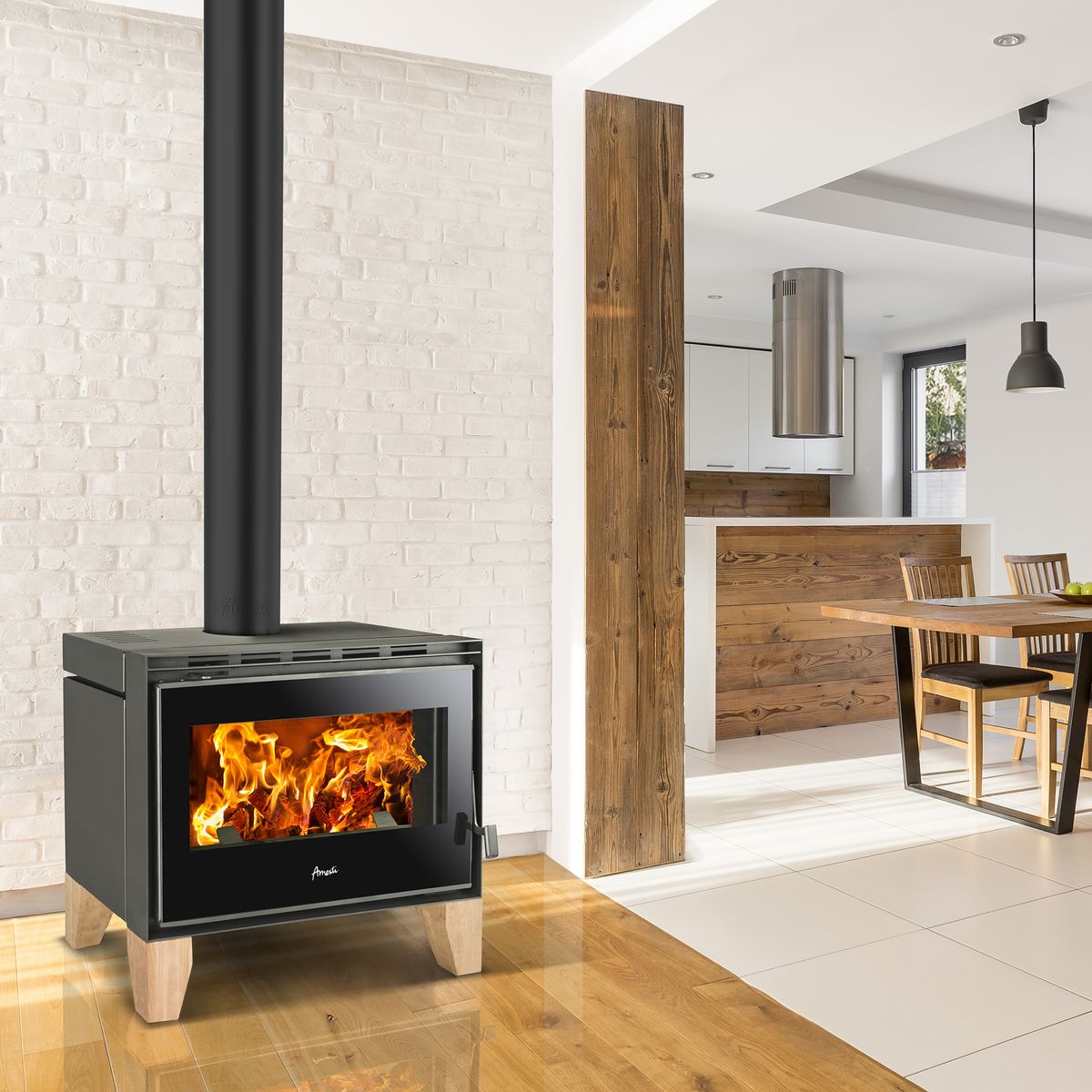 AMESTI - Estufa Leña Palladio Wooden Grafito