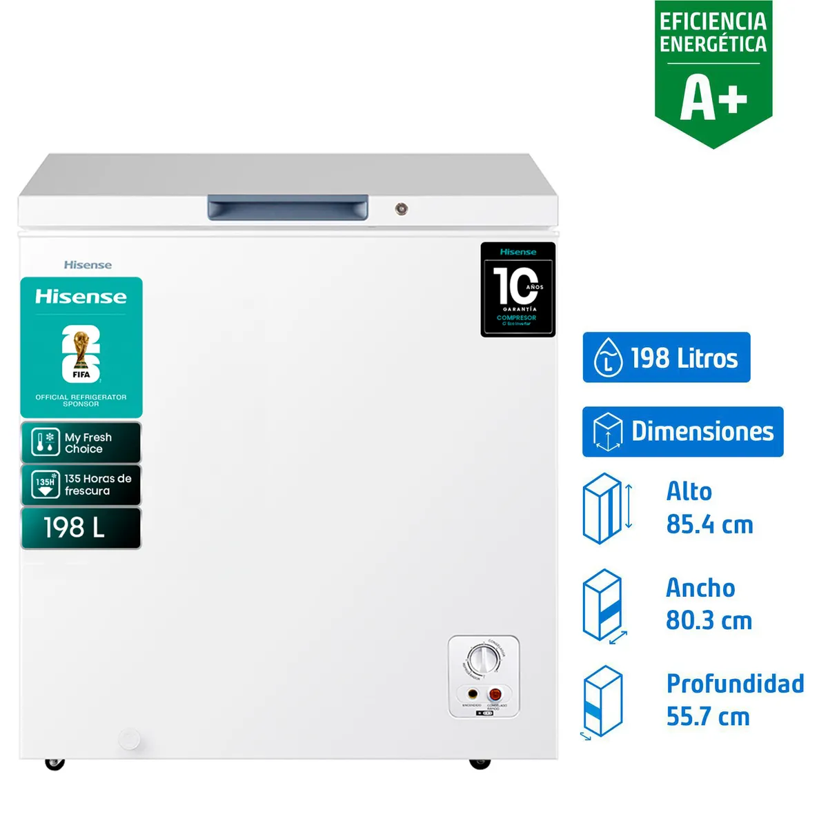 HISENSE - Freezer Horizontal 198 Litros Blanco FC258D4AW1