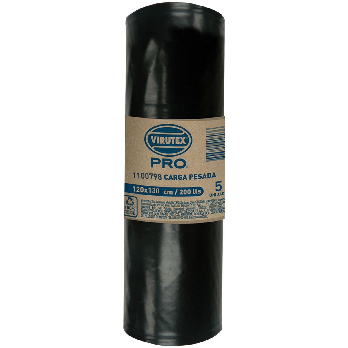 VIRUTEX - Bolsa para Basura 120x130 cm 200 Litros 5 unidad(es)