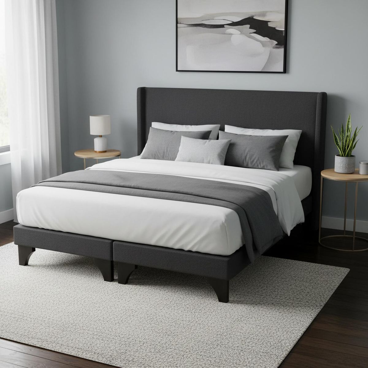 ROSEN - Set Base Cama Black Super king Gris oscuro