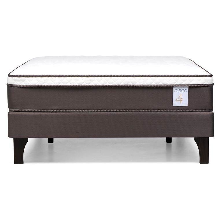 ROSEN Cama Full de Estructura Europea New style 4 plus Café
