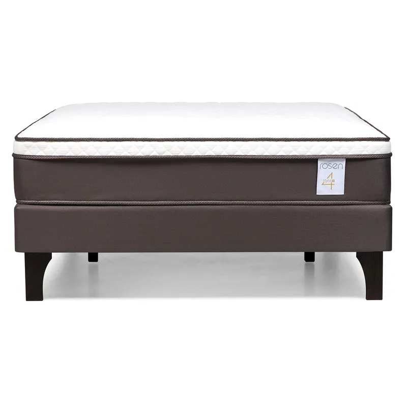 ROSEN - Cama Full de Estructura Europea New style 4 plus Café