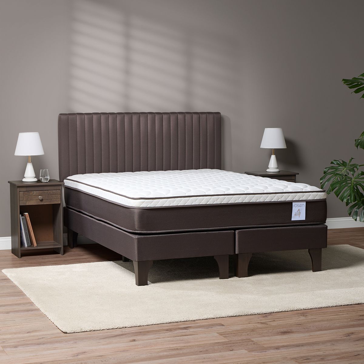 ROSEN - Cama King de Estructura New style 4 Café