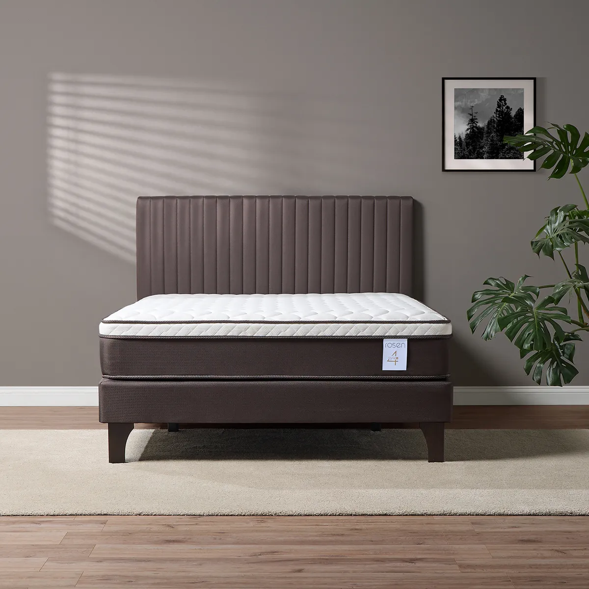 ROSEN - Cama 2 plazas de Estructura New style 4 Café