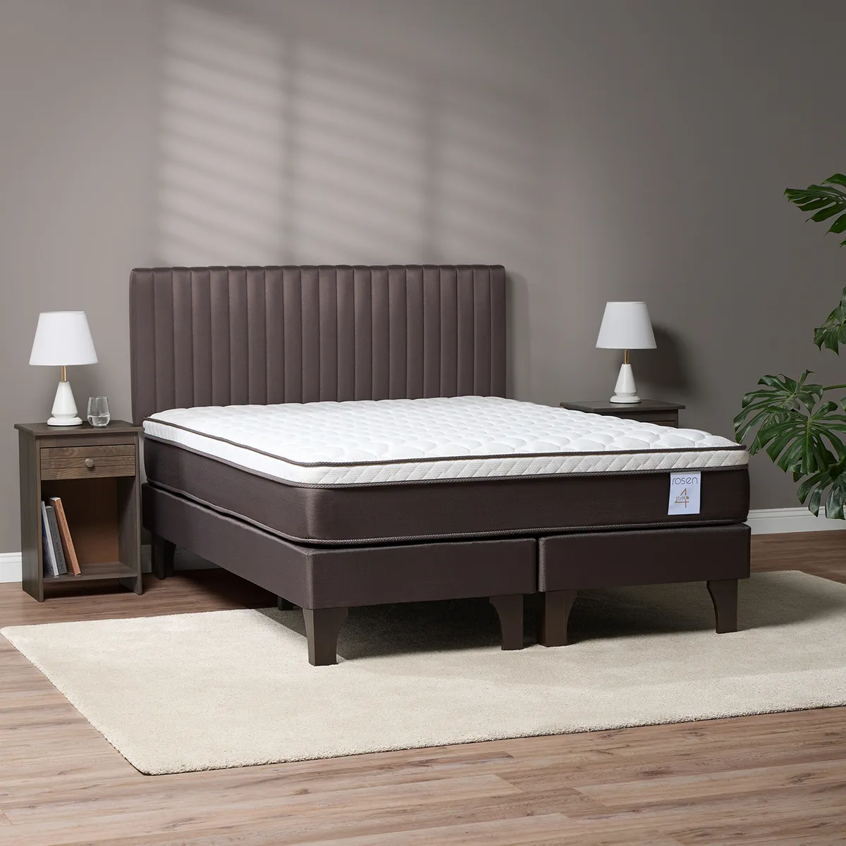 ROSEN - Cama 2 plazas de Estructura New style 4 Café