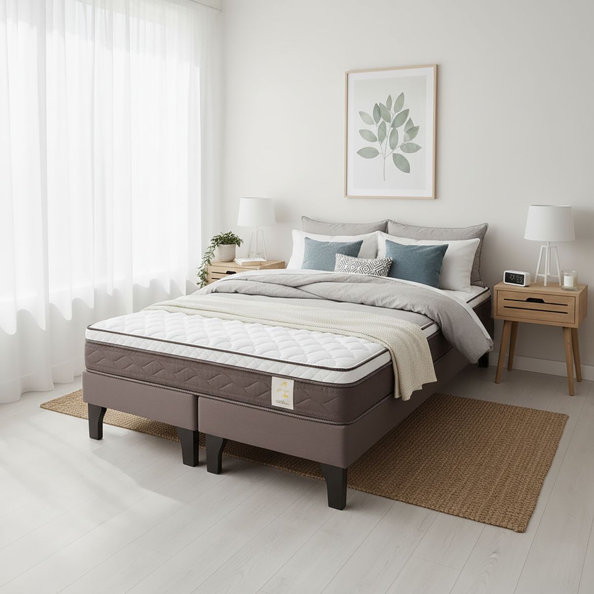 ROSEN - Cama 2 plazas de Estructura New style 4 Café