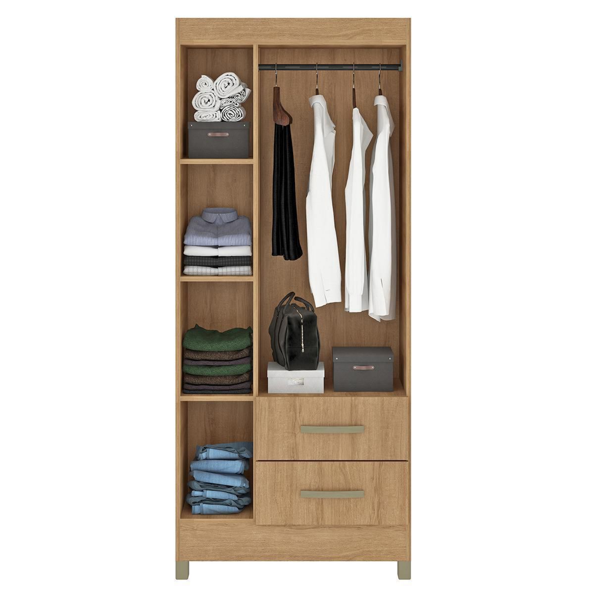 MOBILFRANK - Combo Closet 3 Puertas 2 Cajones/4 Puertas 2 Cajones Miel