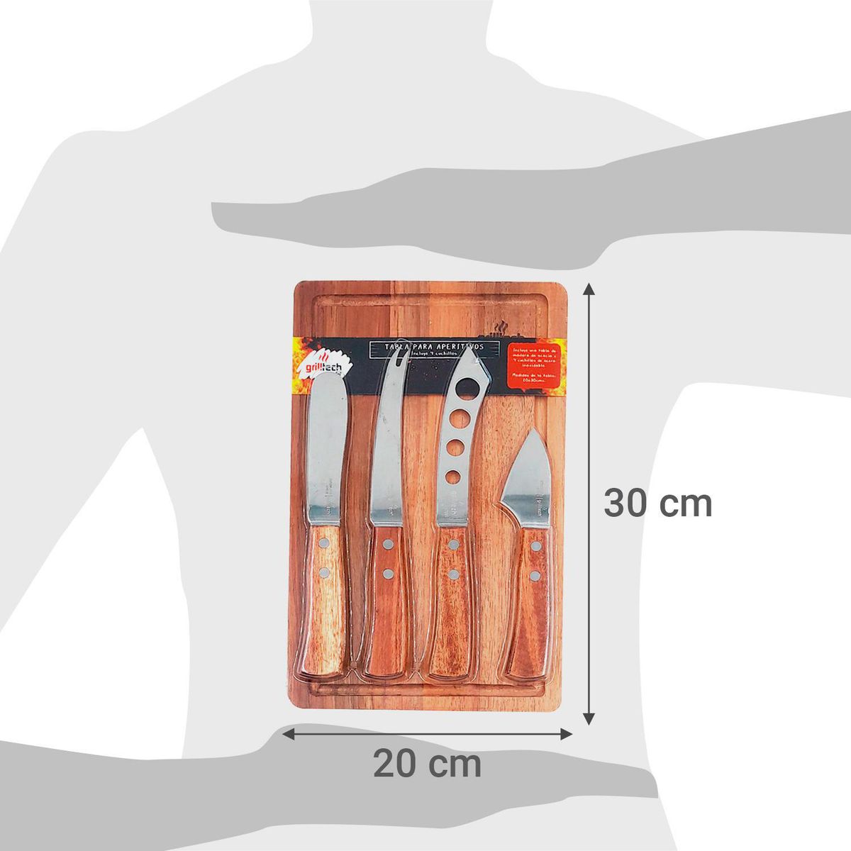 GRILLTECH - Tabla aperitivos 5 piezas de Madera 20x30 cm Natural