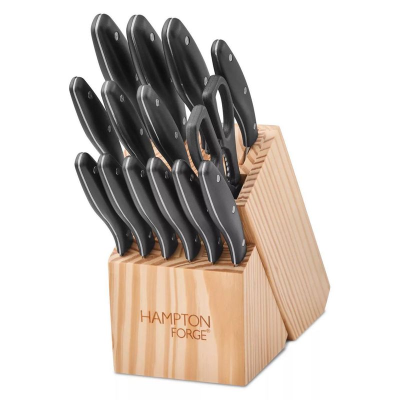 HAMPTON FORGE - Set 15 Piezas Cuchillos Con Block Madera Rochester