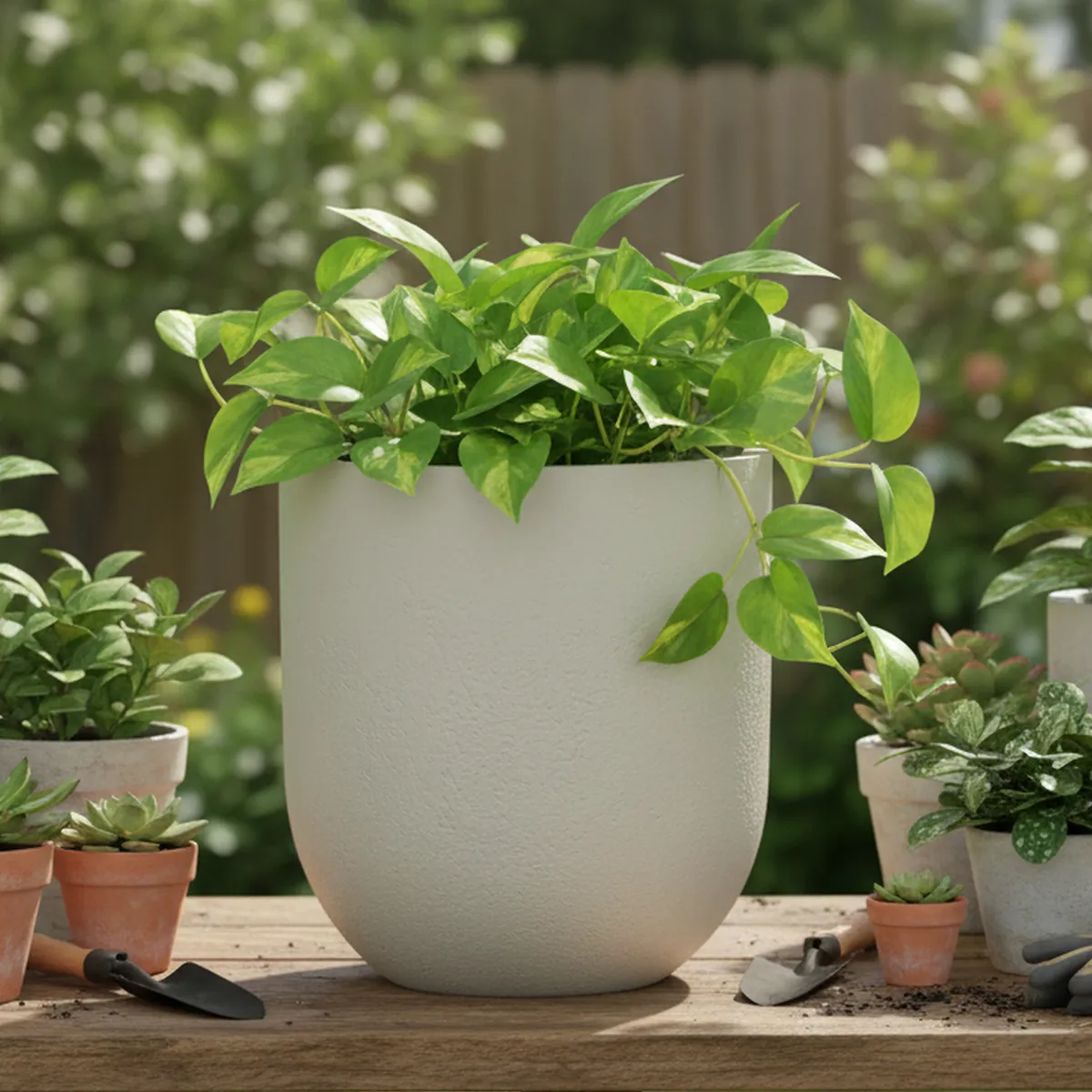 JAPI - Macetero Rustic de Plástico 55x59 cm Gris