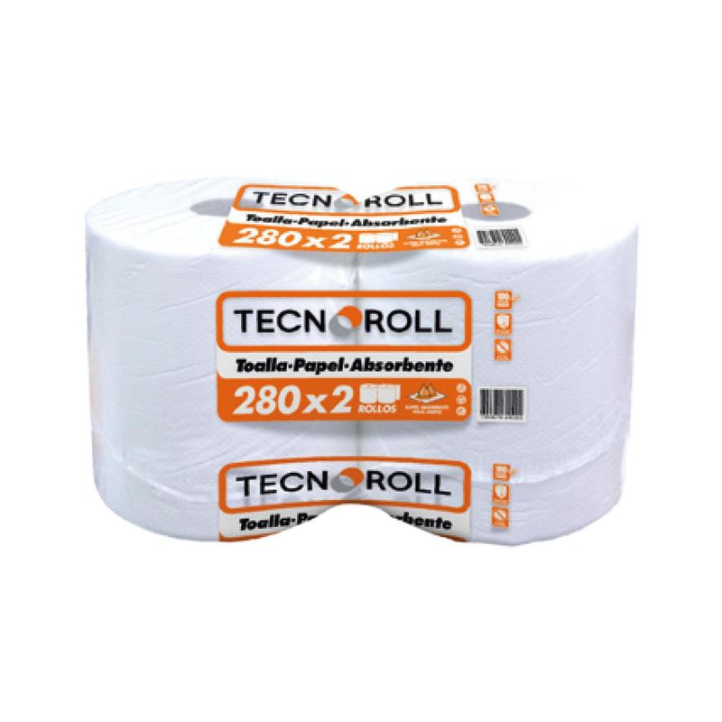 TECNOROLL - Toalla papel hoja simple pack x 2 un x 280 m